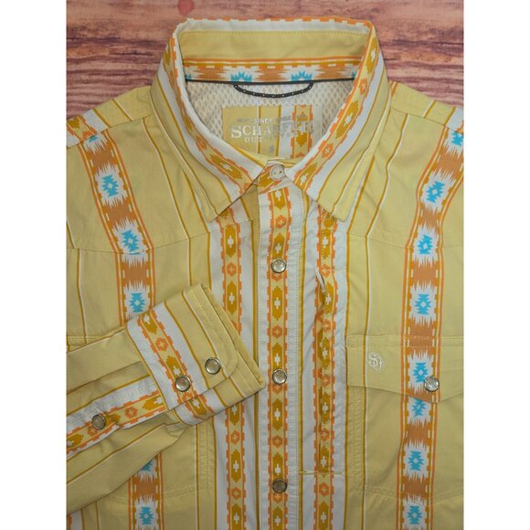 Schaefer Outfitter Western Shirt Small Mens Yellow Aztec Print - Picture 4 of 8